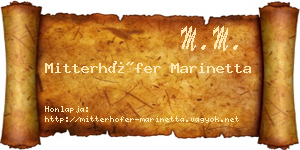 Mitterhöfer Marinetta névjegykártya